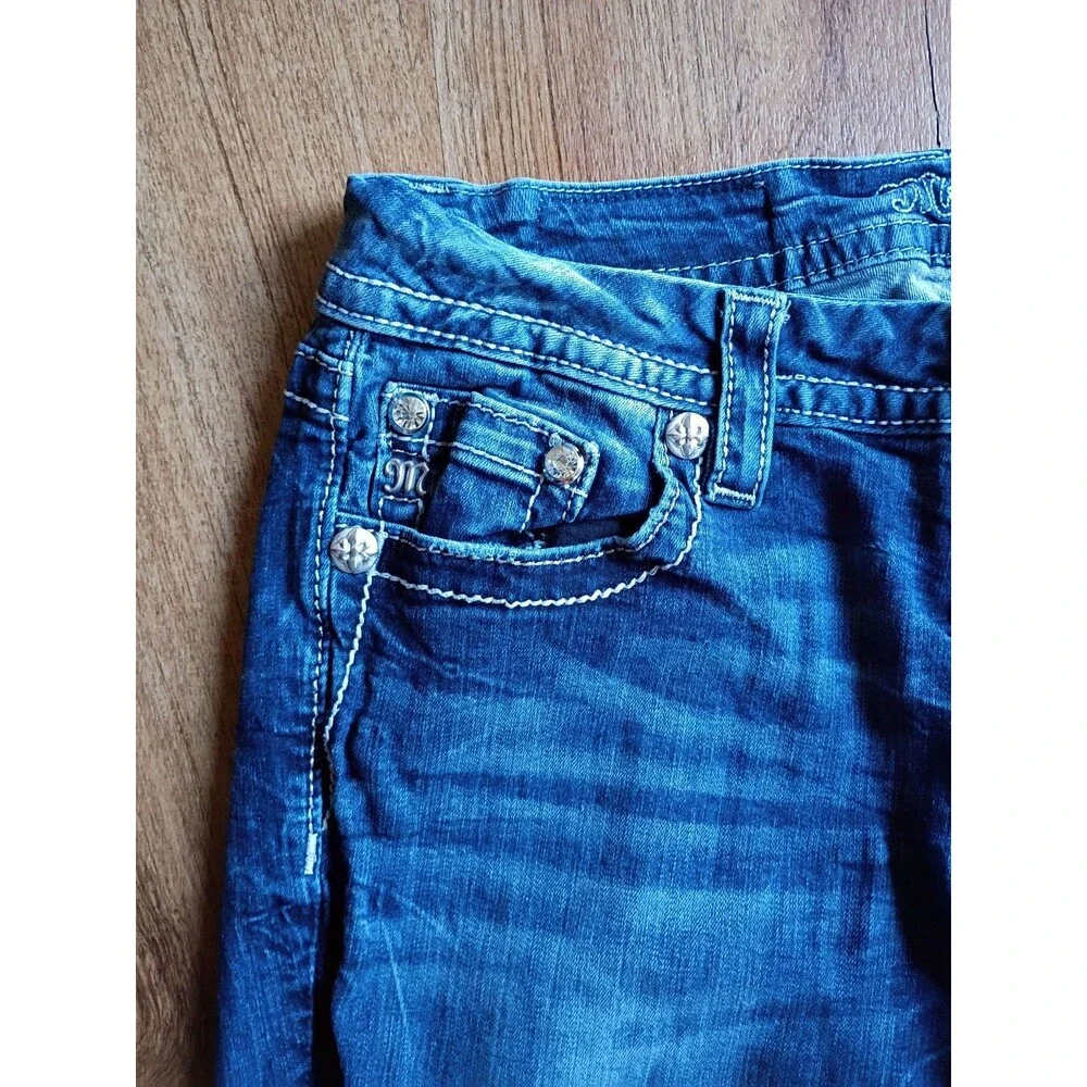 Miss Me Jeans Women's 29x31 Blue Bootcut Fluer Embellished
